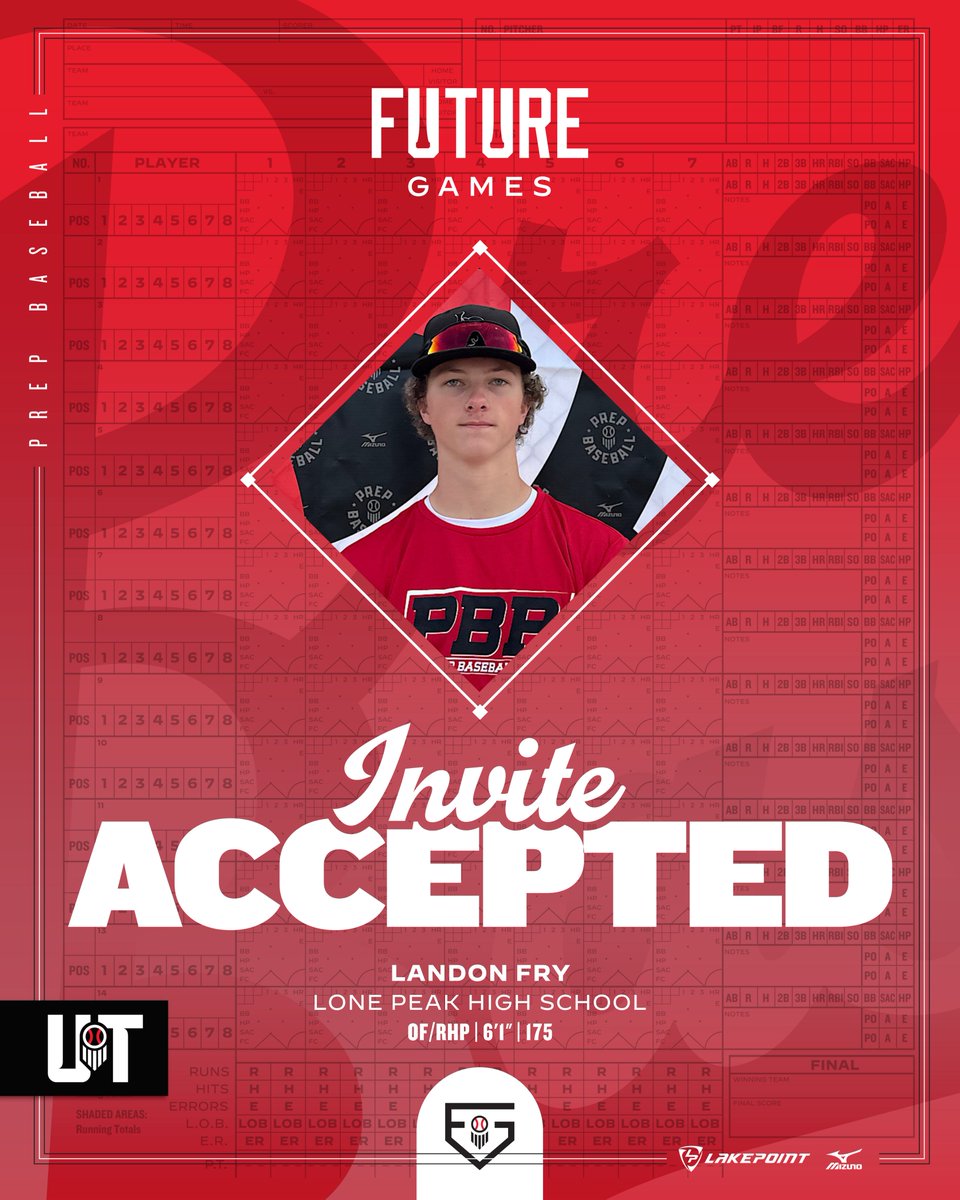 Prep Baseball Utah (@prepbaseballut) on Twitter photo 𝐅𝐮𝐭𝐮𝐫𝐞 𝐆𝐚𝐦𝐞𝐬 | 𝐈𝐧𝐯𝐢𝐭𝐞 𝐀𝐜𝐜𝐞𝐩𝐭𝐞𝐝
'26 OF/RHP Landon Fry is set to represent Utah at the 2024 Future Games in late July at <a href="/LakePointSports/">LakePoint Sports</a> in Georgia.
Fry is the 2nd-ranked outfielder in Utah's 2026 class.
👤 loom.ly/szn2wf0 | #BeSeen 𝐅𝐮𝐭𝐮𝐫𝐞 𝐆𝐚𝐦𝐞𝐬 | 𝐈𝐧𝐯𝐢𝐭𝐞 𝐀𝐜𝐜𝐞𝐩𝐭𝐞𝐝
'26 OF/RHP Landon Fry is set to represent Utah at the 2024 Future Games in late July at <a href="/LakePointSports/">LakePoint Sports</a> in Georgia.
Fry is the 2nd-ranked outfielder in Utah's 2026 class.
👤 loom.ly/szn2wf0 | #BeSeen