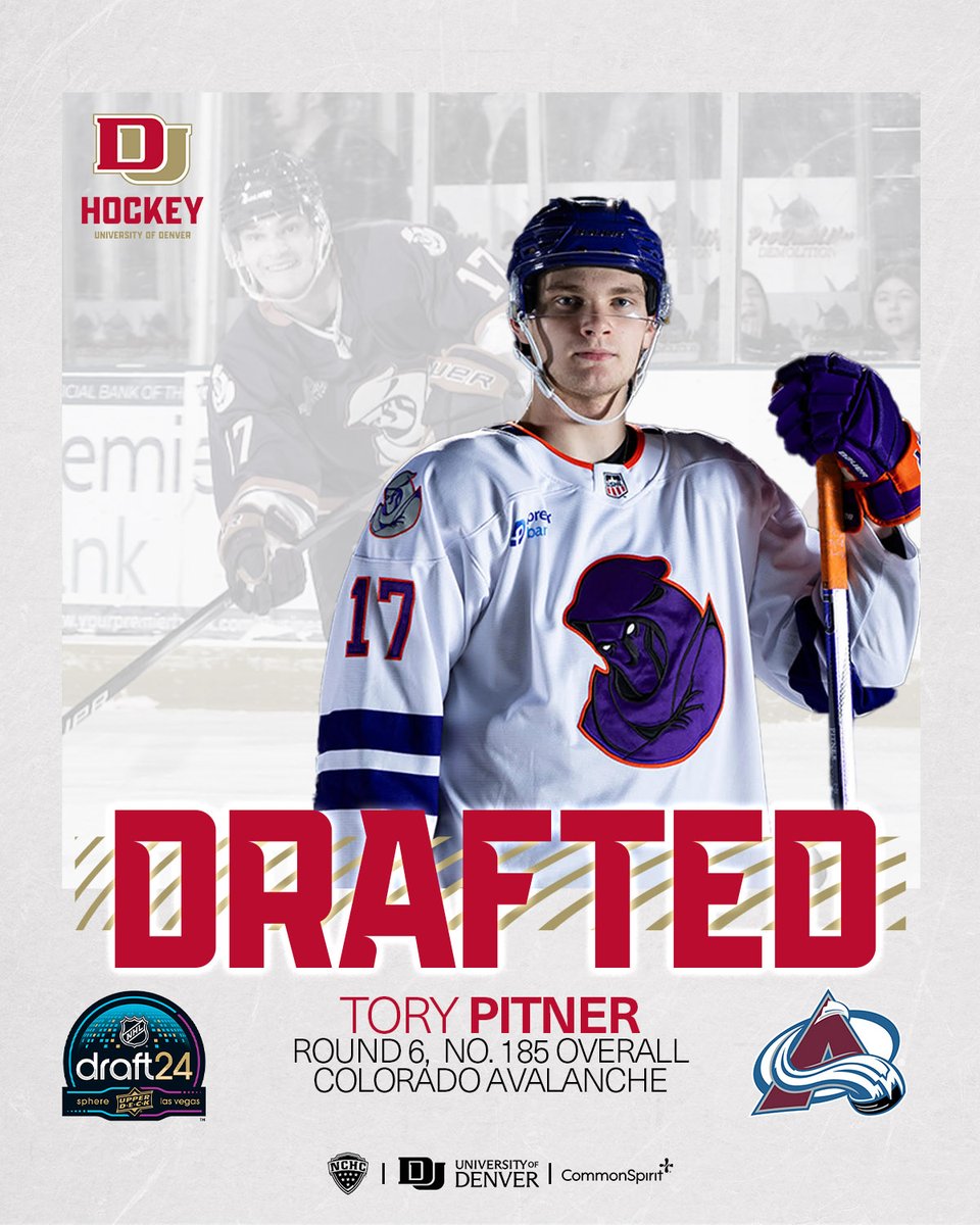 DU_Hockey's tweet photo. Incoming freshman Tory Pitner is selected at No. 185 in the 6th round by the @Avalanche!

Congrats Tory!

#GoPios #GoAvsGo https://t.co/m9psKwpJ50