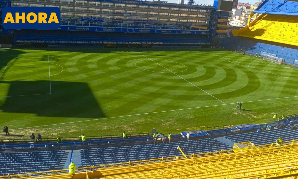 El sorpresivo cambio en La Bombonera Así quedó el nuevo diseño del césped.