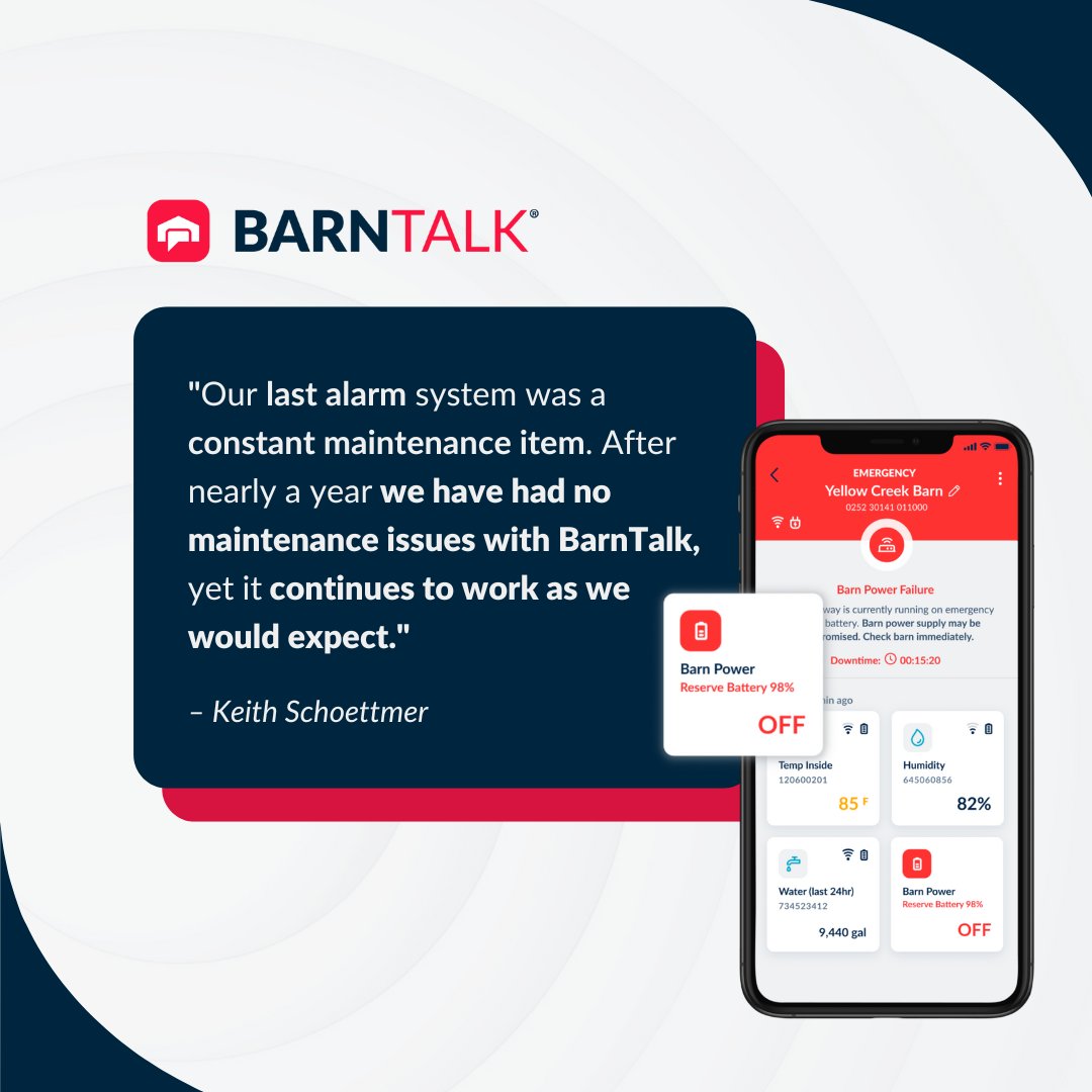 BarnTalk provides growers with reliable alarms and monitoring they love and trust, leading to improved operational efficiency for integrators and producers. Learn more: hubs.ly/Q02CKQNz0