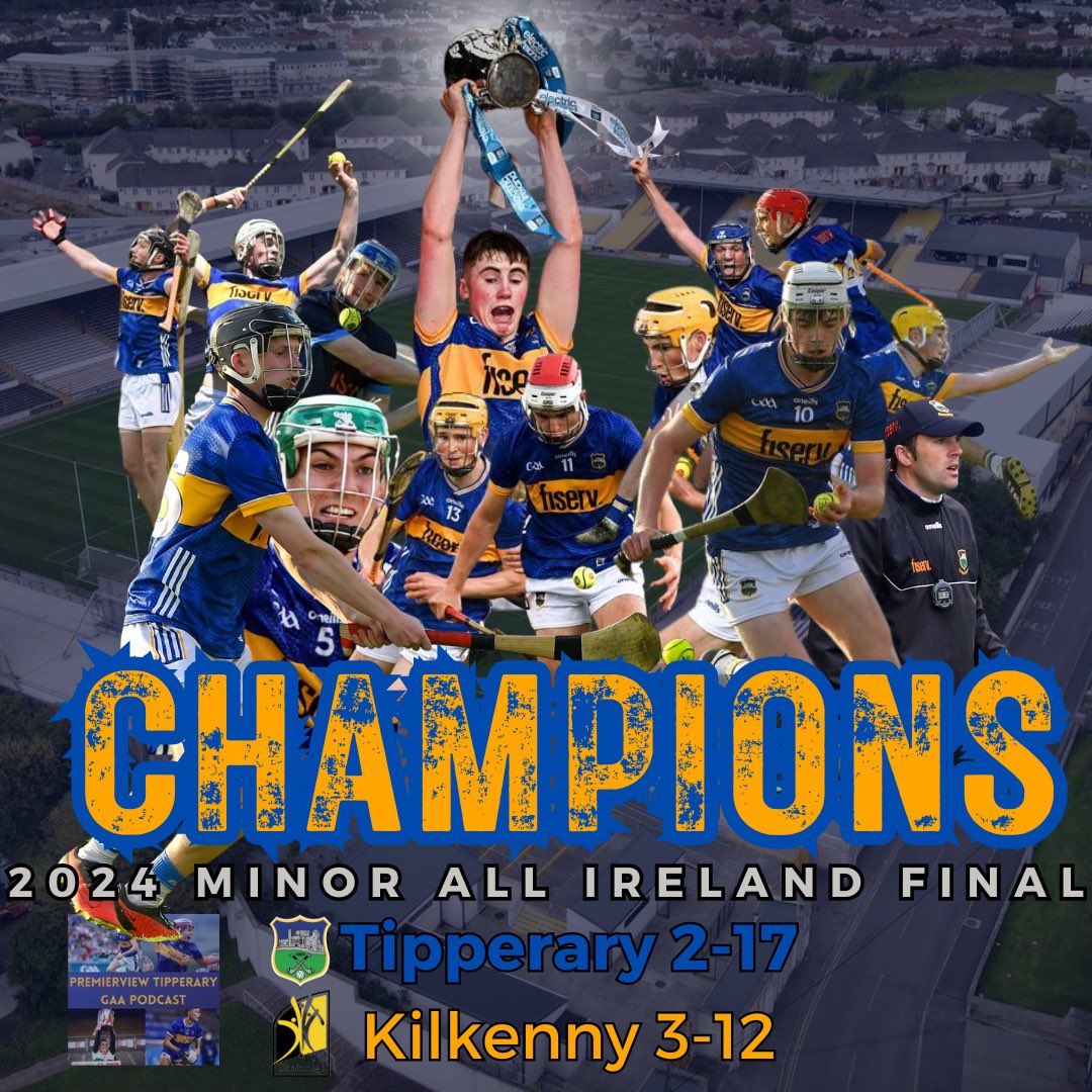PremierviewPod's tweet photo. Tipperary 2024 Minor All Ireland Champions 🏆

Congratulations to the Players,Mentors,Manager,their Parents and Families for allowing Tipperary People walk that little bit taller tonight.

The most Heroic of Performances.

Thank You 

#tipperaryhurlers #hurling #tippwraryhurling https://t.co/igGh6C10qE