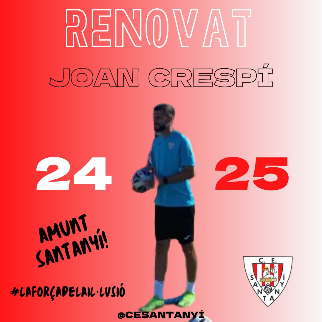 ✍🏼 Joan Crespí renova com a entrenador de porters

🔛 Tornarà a formar part del cos tècnic de Tato

🙌🏼 Contents de seguir comptant amb tu, <a href="/JoanMCrespiGK/">Joan Mateu</a> !

🔴⚪️🔴⚪️