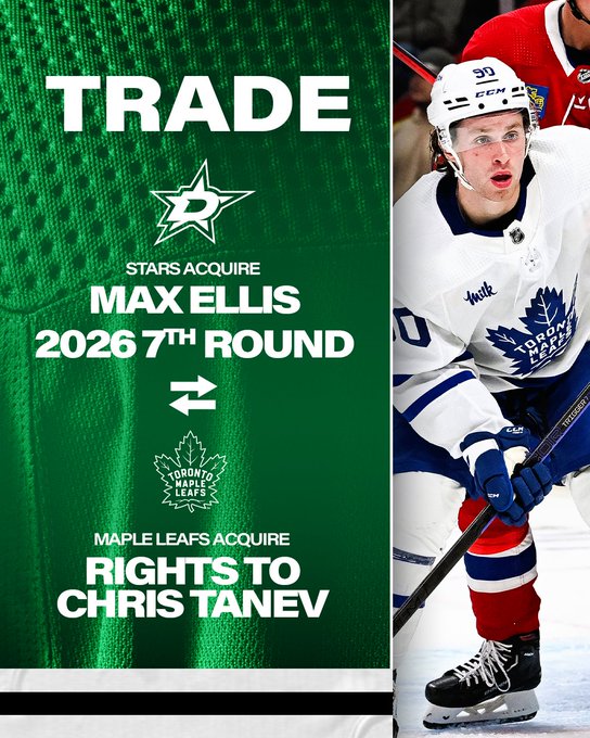 Stars get max ellis and 2026 7th round for rights to chris tanev