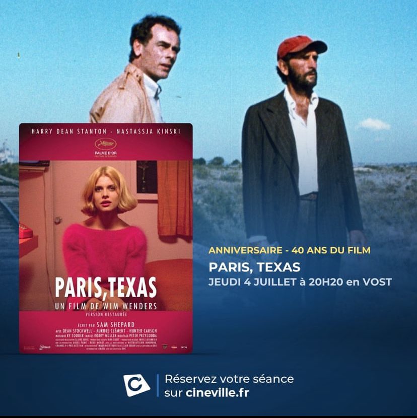 𝗔𝗡𝗡𝗜𝗩𝗘𝗥𝗦𝗔𝗜𝗥𝗘🌵
PARIS, TEXAS
🗓 Jeudi 4 juillet à 20h20

40 ans après sa Palme d’or au Festival de Cannes 1984, "Paris, Texas" revient en salle pour une séance anniversaire unique en version originale restaurée.

🎟 Réservez dès maintenant sur bit.ly/CinevilleLorie…