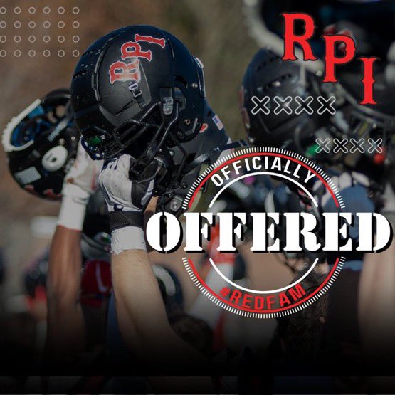 After a great conversation with <a href="/CoachMoore_99/">Sean Moore</a> I am proud to say I'm absolutely blessed to receive my 1st offer from <a href="/RPIFootball/">𝙍𝙚𝙣𝙨𝙨𝙚𝙡𝙖𝙚𝙧 𝙁𝙤𝙤𝙩𝙗𝙖𝙡𝙡</a> #REDFAM