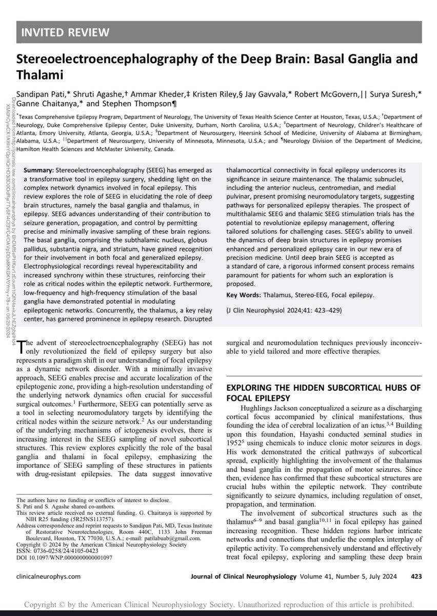 Shruti Agashe (@shruti_agashe1) on Twitter photo Enjoyed writing this review with Dr Pati on the utility of subcortical sampling during stereo-EEG for the Journal of Clinical Neurophysiology.
<a href="/LabEpilepsy/">Epilepsy Lab</a> <a href="/ganne_chaitanya/">Chaitanya Ganne</a> <a href="/JClinNeurophys/">Journal of Clinical Neurophysiology</a>
<a href="/Duke_Neurology/">Duke Neurology</a> Enjoyed writing this review with Dr Pati on the utility of subcortical sampling during stereo-EEG for the Journal of Clinical Neurophysiology.
<a href="/LabEpilepsy/">Epilepsy Lab</a> <a href="/ganne_chaitanya/">Chaitanya Ganne</a> <a href="/JClinNeurophys/">Journal of Clinical Neurophysiology</a>
<a href="/Duke_Neurology/">Duke Neurology</a>