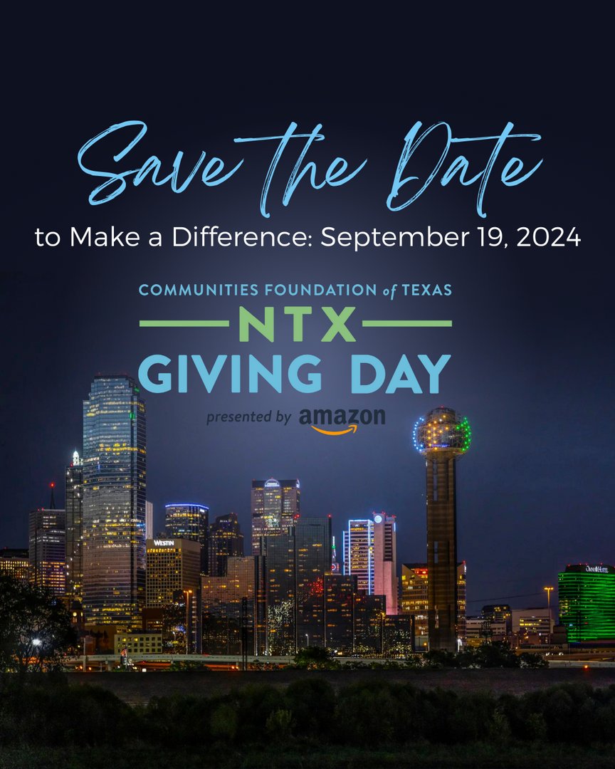 Make sure to save the date for the 16th annual North Texas Giving Day on September 19, 2024!

We invite you to participate and champion the causes close to your heart, fostering the growth and vibrancy of our community.