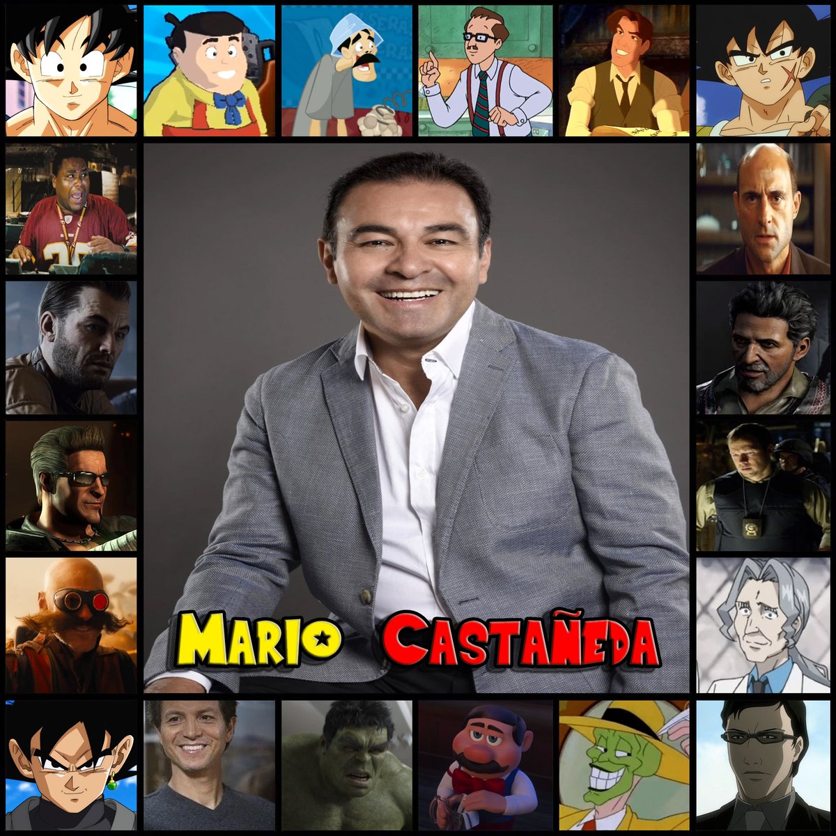 Homenaje y Collage al Gran Actor del Doblaje Mexicano Mario Castañeda (<a href="/ccp_mario/">Mario C Castañeda P.</a>)

Es Conocido por ser la voz de Goku y Bardock en la franquicia de Dragon Ball, Masahiko Kida en Death Note, Javier Delgado en Familia moderna, Clark en Squid Girl, etc.

Feliz Cumpleaños!!! 🎉🎂🥳