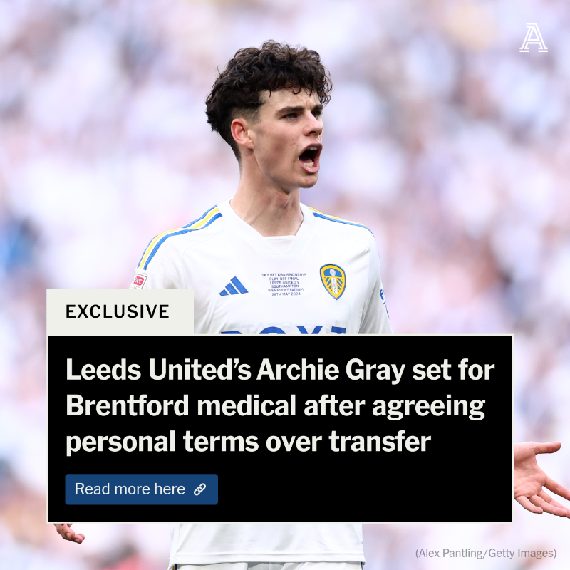 TheAthleticFC's tweet photo. Archie Gray is set to undergo a medical at Brentford after agreeing personal terms to join the west London club from Leeds United.

#BrentfordFC | #LUFC 

More from @David_Ornstein ⬇️