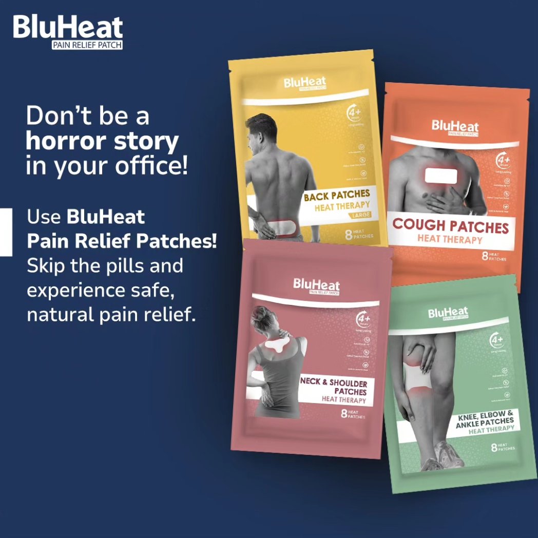 BluheatPatch's tweet image. Ditch the pills and opt for BluHeat Pain Relief Patches! 🔥✨ Experience safe &amp;amp; natural relief. 

Which one do you need most – Back, Cough, Neck &amp;amp; Shoulder, or Knee, Elbow &amp;amp; Ankle? Tell us in the comments! ⬇️👇

#BluHeatPatch #BluHeat #BackPain #PainPatch #ReliefPatch #KneePatch