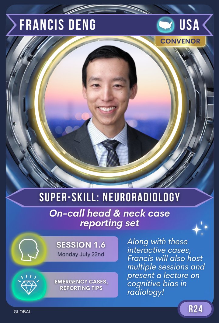 Radiopaedia.org (@radiopaedia) on Twitter photo 🌟 Meet <a href="/francisdeng/">Francis Deng, MD</a> from the USA. Francis is a convenor of the conference, and as well as hosting multiple sessions and a presenting a lecture on cognitive bias in radiology, will show us some on-call head & neck cases.
🗓️ 22-26 July 2024
👉🏼 bit.ly/radiopaedia2024 🌟 Meet <a href="/francisdeng/">Francis Deng, MD</a> from the USA. Francis is a convenor of the conference, and as well as hosting multiple sessions and a presenting a lecture on cognitive bias in radiology, will show us some on-call head & neck cases.
🗓️ 22-26 July 2024
👉🏼 bit.ly/radiopaedia2024
