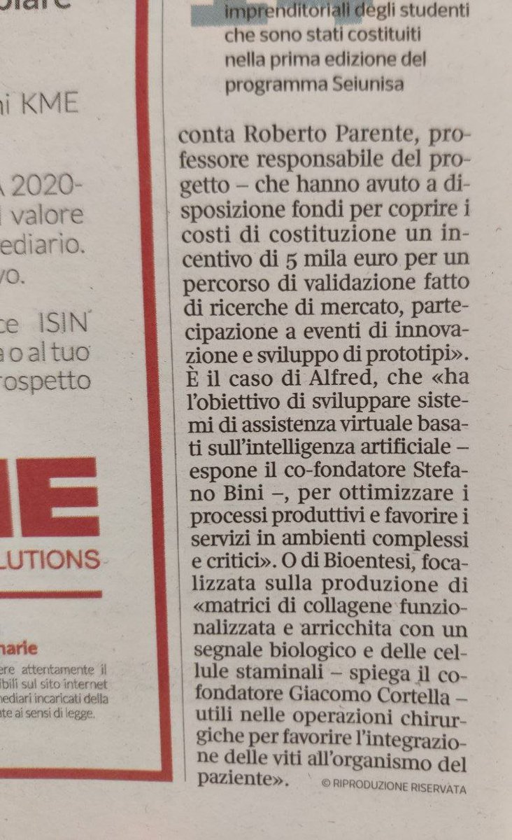 🎉 As the CEO of Bioentesi, I'm thrilled to announce that our startup is featured in Corriere della Sera! 📰Huge thanks to SeiUnisa project, our co-founders, and the entire team for making this possible. 🙌 Read more on our LinkedIn page! #Bioentesi
linkedin.com/company/102560…