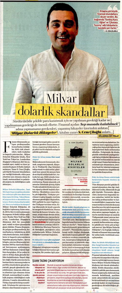Ekonomim Hafta Gazetesi’nde bu hafta çıkan ropörtajımda… 
Milyar Dolarlık Hikâyeler’de ismi geçen, dünyaca ünlü traderların bazıları ile olan kişisel tanışıklarımdan da bahsettim. 
cemciloglu.com/mdh

<a href="/EkonomimCom/">Ekonomim.com</a> <a href="/haftagazetesi/">Hafta Gazetesi</a> <a href="/KronikKitap/">Kronik Kitap</a> <a href="/gulseren_ust/">Gülseren Üst Polat</a>