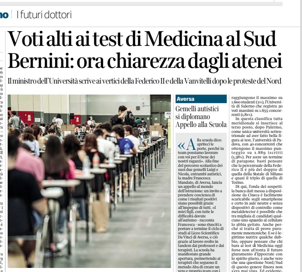 GIELI SPIEGHIAMO NOI ALLA BERNINI...I VOTI ALTI SONO SEMPLICEMENTE IL SEGNO DELL'INTELLIGENZA E COMPETENZA DEI NOSTRI GIOVANI ... DEL RESTO DOVREBBE ESSERE CONTENTA LA MINISTRA PERCHÉ 90 SU 100 POTREBBE ESSERE CURATA DA UN MEDICO MERIDIONALE IN UN OSPEDALE PADANO.