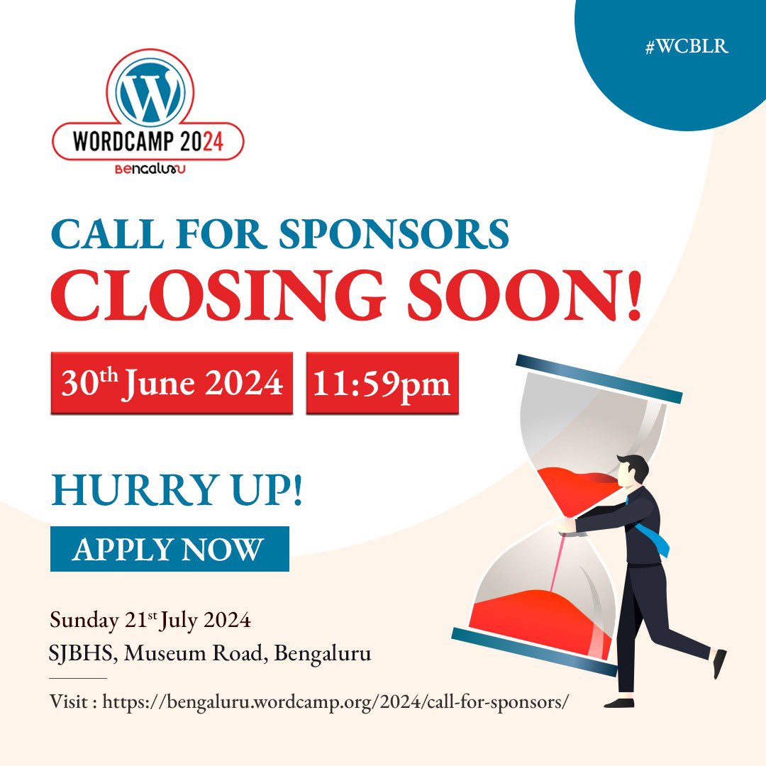 rakshachandam's tweet photo. Excited for WordCamp Bengaluru? Sponsorship offers access to web developers, designers, and marketers in the WordPress community. Gain visibility with event signage and online exposure. Understand market needs and promote effectively. https://t.co/0qjDJnCvZF https://t.co/YSRyIwHCTL