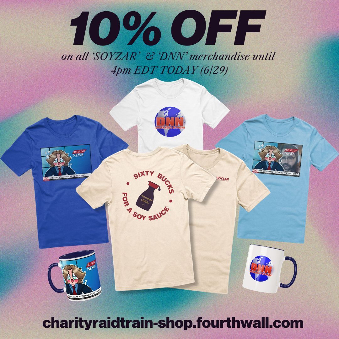 CharityRaid's tweet photo. ✨ 10% OFF ALL @SwamTalmBout-inspired Merch ✨
⏰ ONLY during Boyzar's stream (6/29, 12-4pm EDT)
Shop #CharityRaidTrain merch: https://t.co/pOqo2xCHJb
100% of merch proceeds go to @TrevorProject! https://t.co/xatZkkOw3s