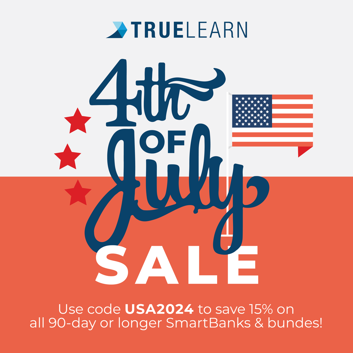 TrueLearnLLC's tweet photo. Maximize Your Study Efficiency

Take Advantage of TrueLearn’s Independence Day Savings 🇺🇲

Enjoy 15％% Off SmartBanks + Bundles

All 90-Day+ Exams | Ends July 5th

https://t.co/79zG2ySvV0

#sale #4thofjuly #healthcare #healthcarestudent #smartbank #study #studyresource #truelearn https://t.co/A9xsBAxRso