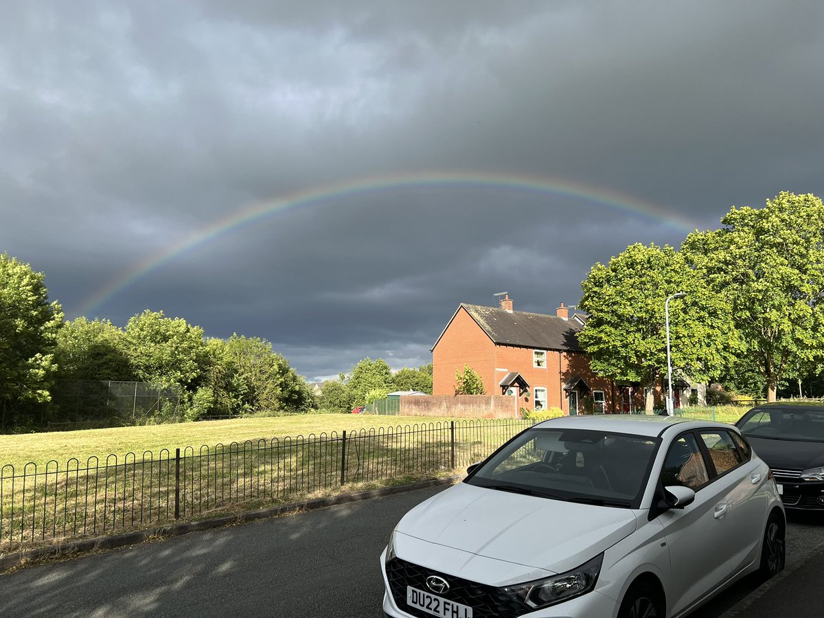 Weird rainbow against the storm clouds #ludlow #britishsummer