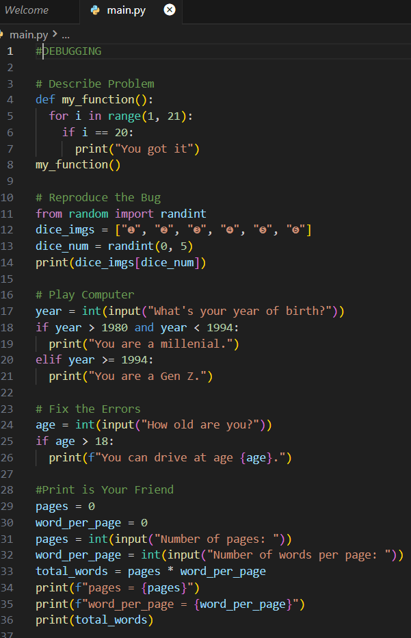 chingkhei_X's tweet photo. 🚀 Day 13 #100DaysOfPythonChallenge! 🚀 | Project: #Debugging
🔍 #Debugging: Understanding and fixing common coding issues! This code demonstrates various debugging techniques in Python. https://t.co/oC8jcByJdv