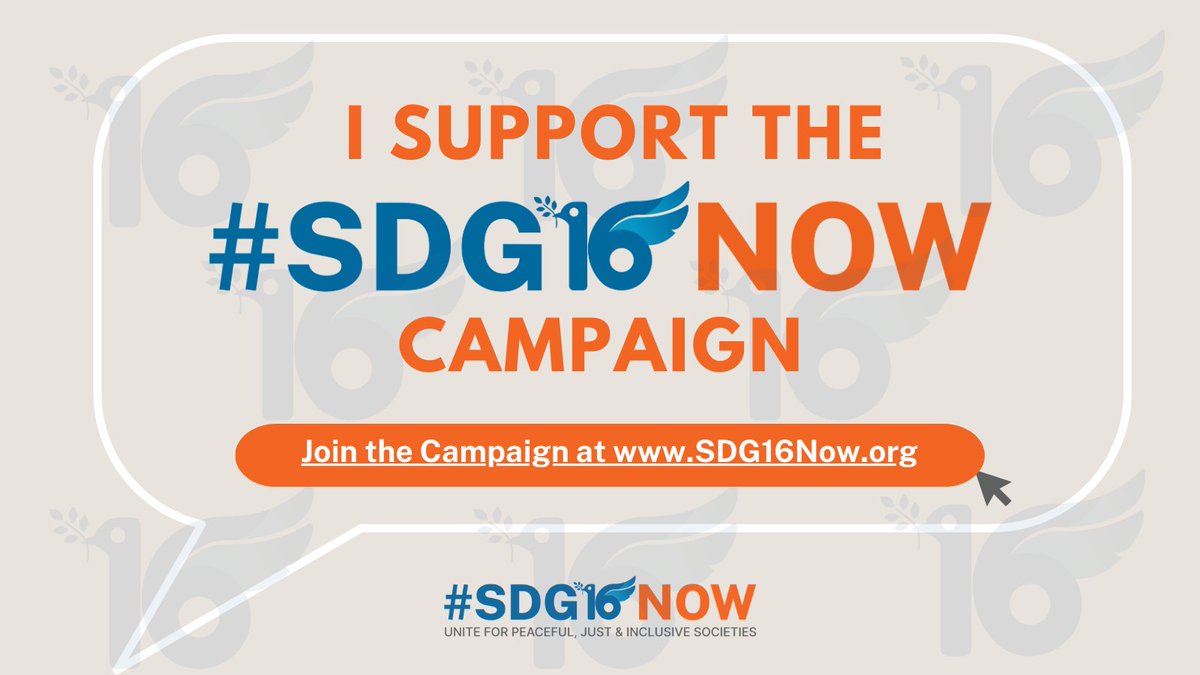 Governments must step up their commitments to #SDG16Now. In order to achieve SDG16 we must prioritize Peace, Justice, Inclusion Civic Space &amp; Human Rights, Institutions &amp; Accountability, and SDG16 Interlinkages &amp; Financing.