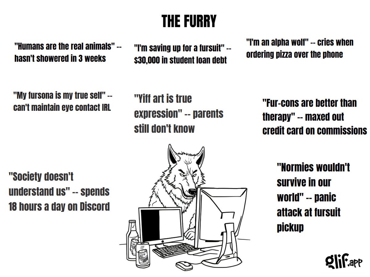 IntoxicatedLynx's tweet photo. I love how I prompted this as "Furry misanthrope loner" and it came out as just "The Furry"

https://t.co/2pcCJ9adtH https://t.co/PIGagRkY3e