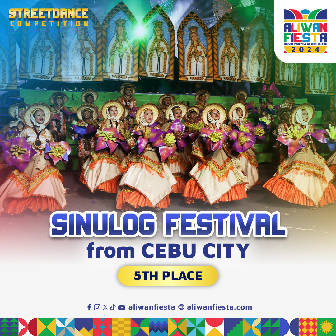 aliwanfiesta's tweet photo. "Congratulations to our hardworking festival contingents who made it to 2nd Place to 5th Place!

2nd place- Tultugan Festival
3rd place- Meguyaya Festival
4th place- Niyogyugan Festival
5th place- Sinulog Festival

#AliwanFiesta #AliwanFiesta2024" https://t.co/n6G8qXCsP1
