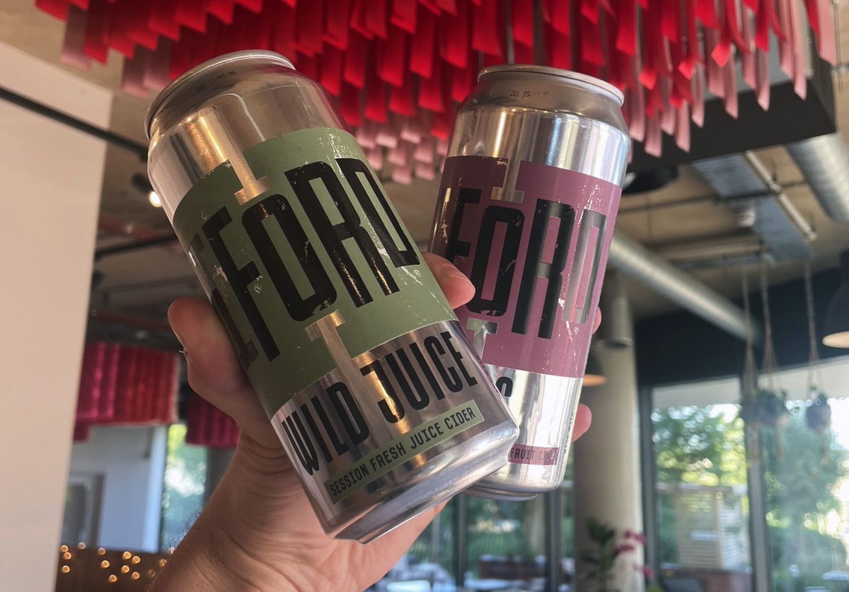 Fresh juice, fresh fruit, fermented slowly. Wild Juice and Apple + Cherry Cider from <a href="/IfordCider/">Iford Cider</a>, beautifully chilled at bar. Perfect drink for the patio. ☀️