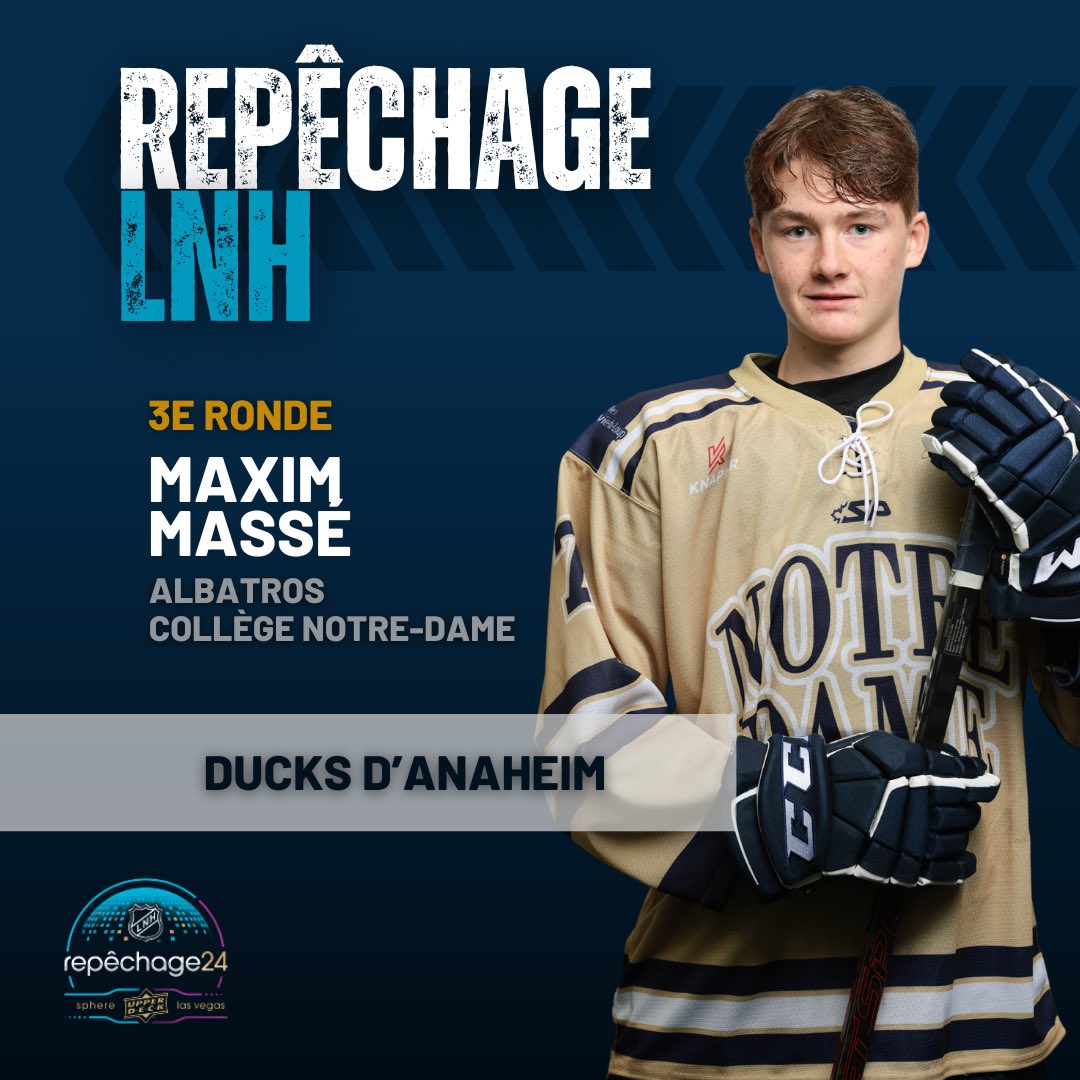 Ligue de hockey M18 AAA du QuĂ©bec (@lhm18aaaq) on Twitter photo FĂ©licitations Ă l'ancien des <a href="/AlbatrosCND/">Albatros M18 AAA</a> Maxim MassĂ© pour sa sĂ©lection en troisiĂšme ronde, 66e choix au total, par les <a href="/AnaheimDucks/">Anaheim Ducks</a> au RepĂȘchage LNH 2024.
Bon travail Maxim! đ FĂ©licitations Ă l'ancien des <a href="/AlbatrosCND/">Albatros M18 AAA</a> Maxim MassĂ© pour sa sĂ©lection en troisiĂšme ronde, 66e choix au total, par les <a href="/AnaheimDucks/">Anaheim Ducks</a> au RepĂȘchage LNH 2024.
Bon travail Maxim! đ