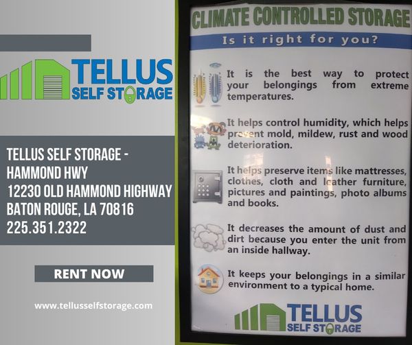 Tellus_Storage's tweet image. ❄️🔥Climate controlled storage could be just what you need, call 225-351-2322 for more info. #batonrouge #climatecontrol #climatecontrolledstorage 

TELLUS SELF STORAGE - HAMMOND HWY
12230 Old Hammond Highway
Baton Rouge, LA 70816
225.351.2322