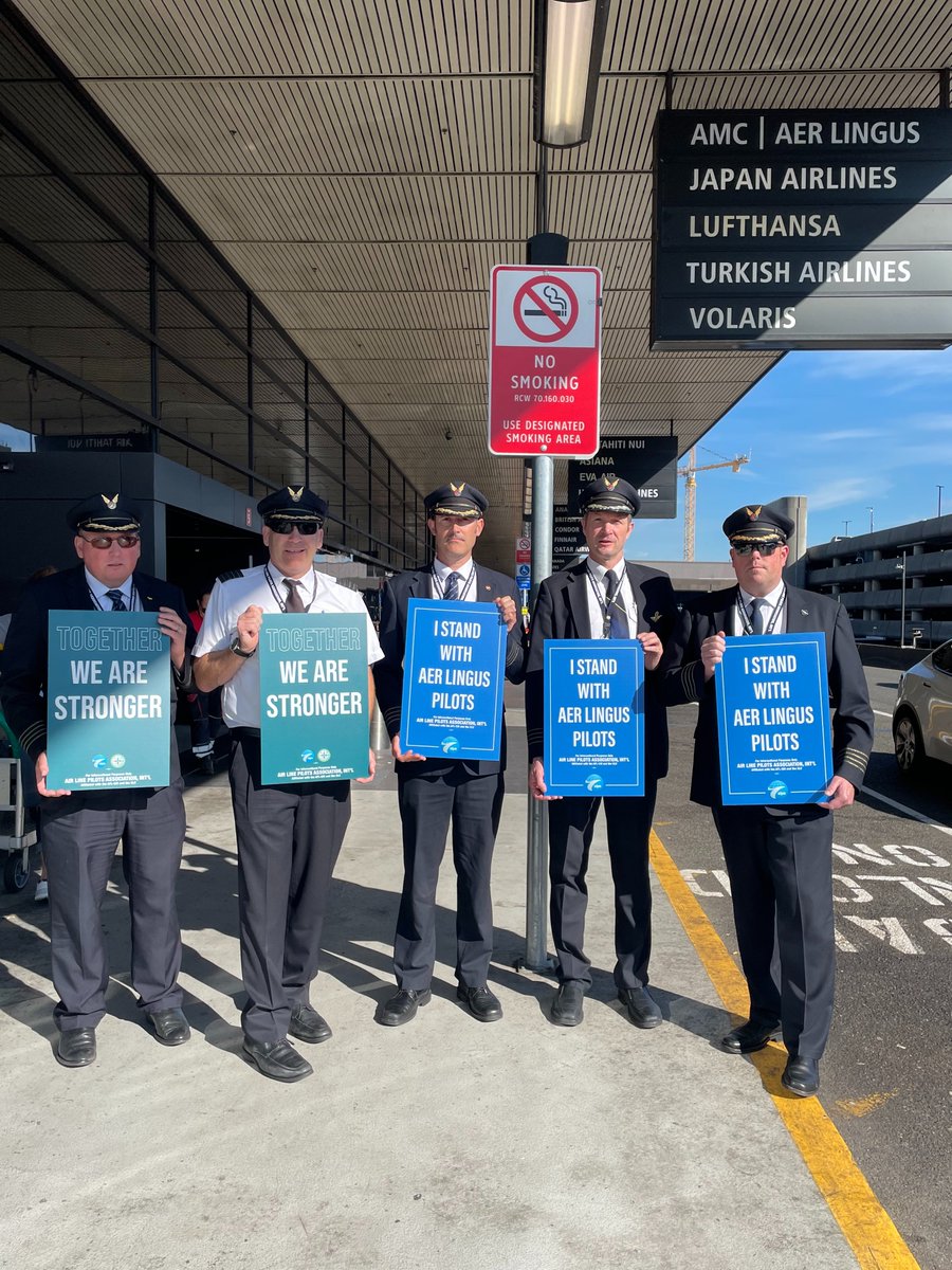 AlaskaHawaiian's tweet photo. We support our fellow union pilots at Aer Lingus as they continue their fight for fair wages, better working conditions, and respect on the job. 
#StrongerTogether #Aerlingusstrike 
@IALPA@ALPAPilots https://t.co/iNjgMWTDXI
