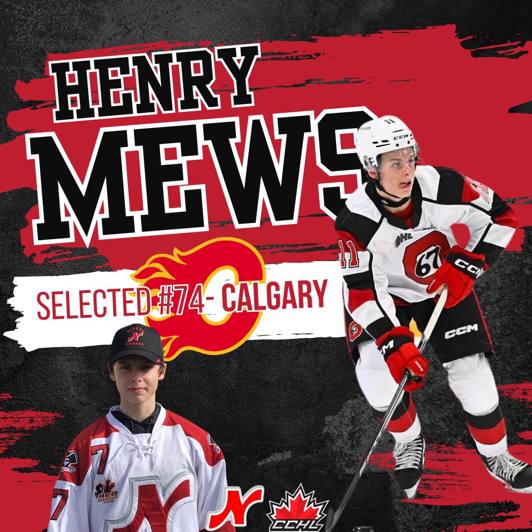 Nepeanraiders's tweet photo. 🔥DRAFTED🔥

Congrats to #RaidersAlumni Henry Mews (@Mewsy88 ) on being drafted 74th overall to the @NHLFlames !!! https://t.co/n7Bey8wtmG