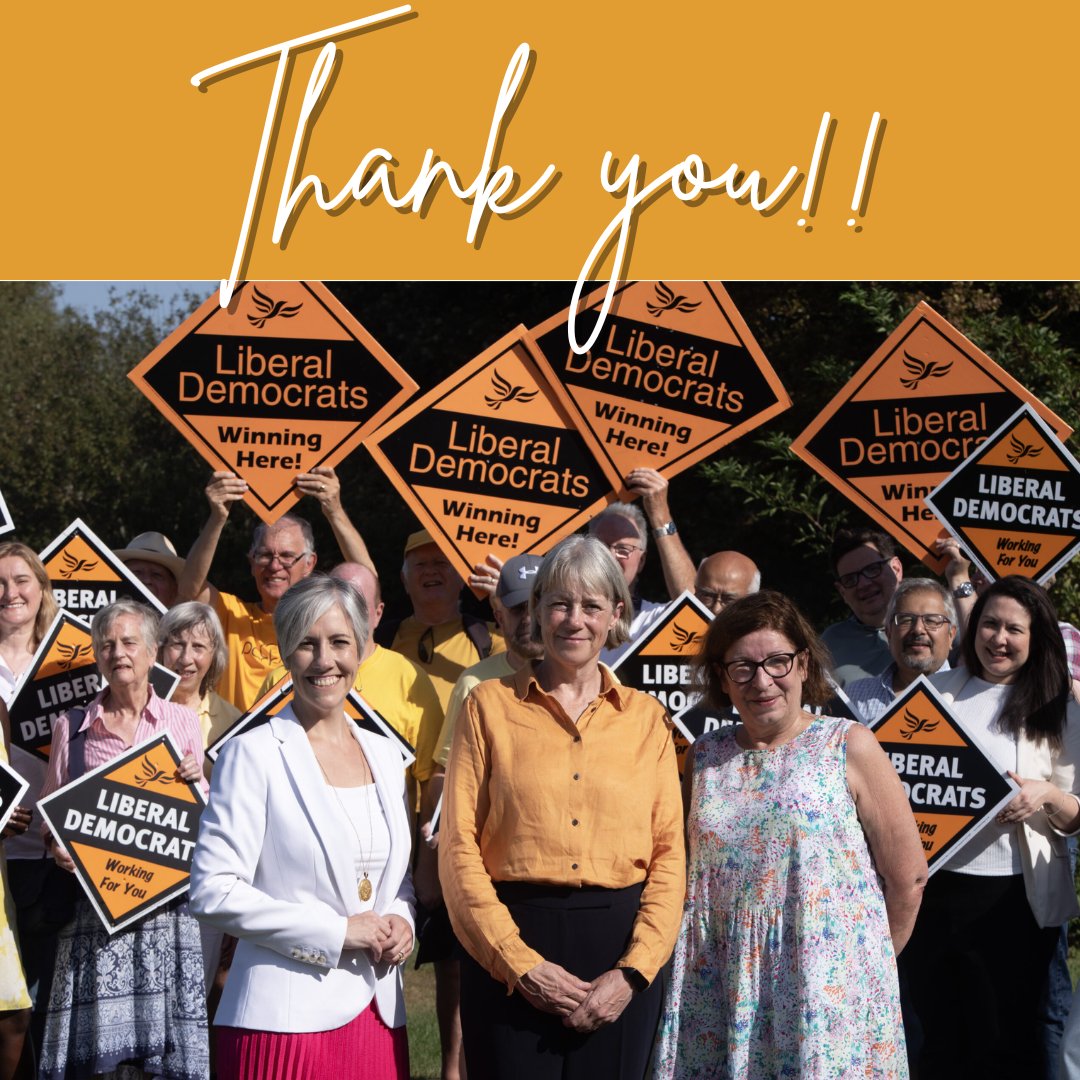 I just wanted to say a huge thank you to all my team, Lib Dem HQ and volunteers who helped with the campaign. 🤝🏻

But most importantly... for those of you who entrusted me with their vote, thank you for your support! ❤️
