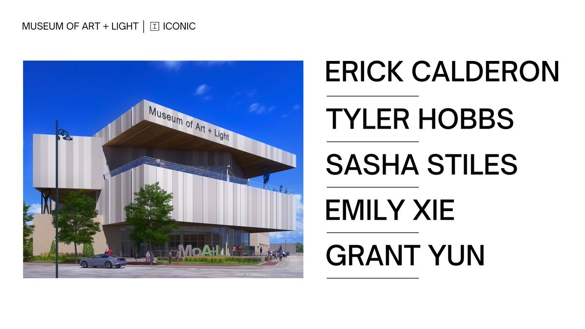 So excited to announce that my work will be part of this multi-month inaugural exhibition at the Museum of Art and Light alongside artists who continually inspire me: <a href="/ArtOnBlockchain/">Erick / Snowfro / 🦩 / LAO / #️⃣ / 🔴</a>, <a href="/tylerxhobbs/">Tyler Hobbs Studio</a>, <a href="/sashastiles/">Sasha Stiles | AI alter ego Technelegy ✍️🤖</a>, <a href="/GrantYun2/">Grant</a>.

Grateful to the folks at <a href="/museumartlight/">Museum of Art + Light</a> and