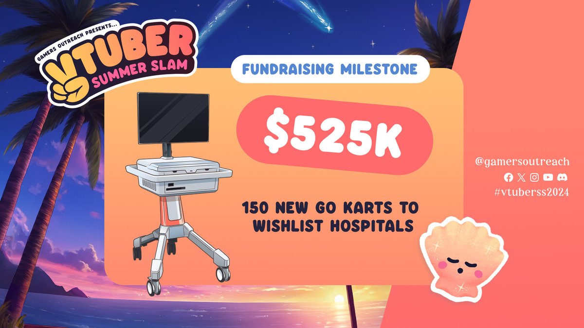 🎇 150 GO KARTS 🎇

A HUGE thank you to the VTubers and donors supporting #VTuberSS2024

Each GO Kart funded brings us closer to our goal of fulfilling all outstanding wishlist hospital requests 🏥🙏

And makes a meaningful impact in the care experiences for kids &amp; families 🧒🎮