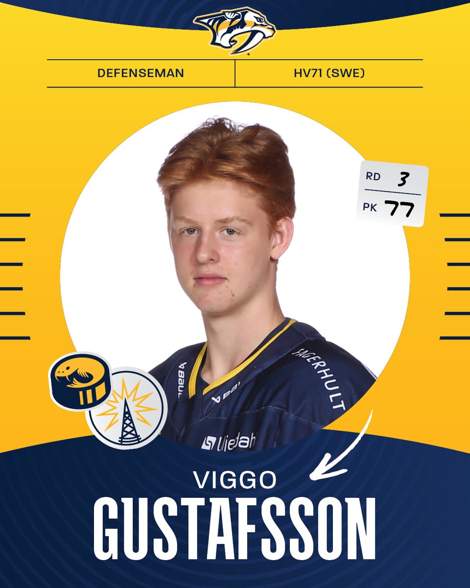 Welcome to Smashville, Viggo!

With the 77th overall pick in the 2024 NHL Draft, the Nashville Predators are proud to select Viggo Gustafsson!