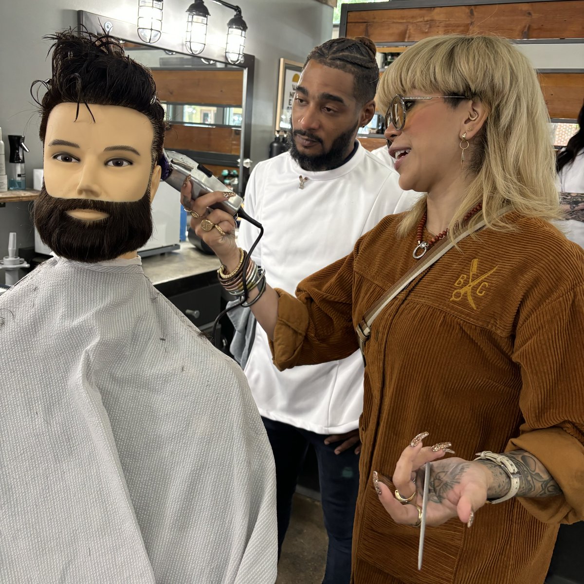Valuable wisdom being passed down in real time. #barber #barbershop #barberlife #haircut #barbershopconnect #fade #hair #barbers #hairstyle #barberlove #wahl #barbering #beard #menshair #hairstyles #andis #barbergang #barberworld #style #barbersinctv #thebarberpost #hairstylist
