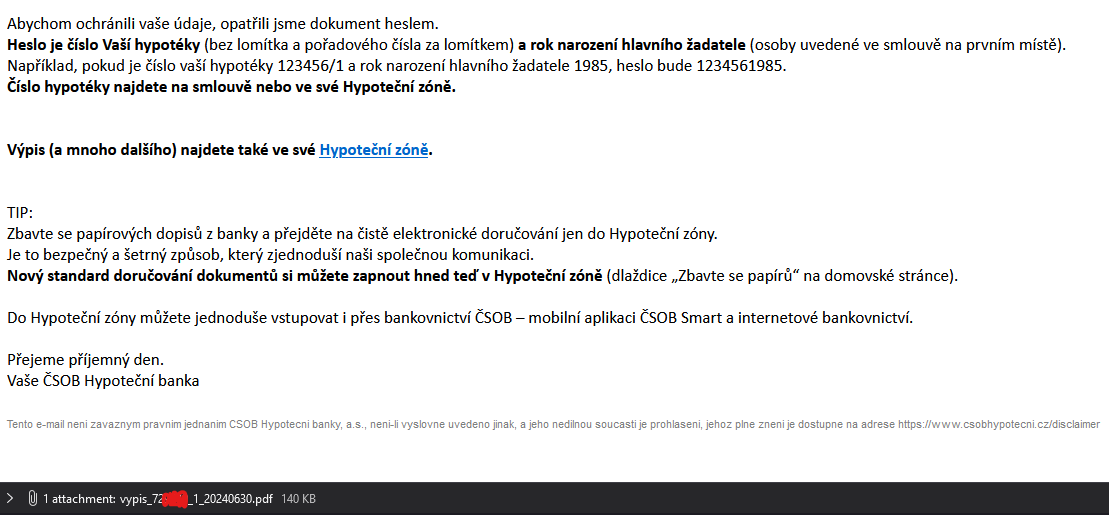 CallMeFoxie's tweet photo. @CSOB_CZ Proc zaheslovavate PDF pomoci "cisla hypoteky + roku narozeni", kdyz "cislo hypoteky" je primo v nazvu toho souboru? 🤦‍♀️ https://t.co/tC47tAJa2n