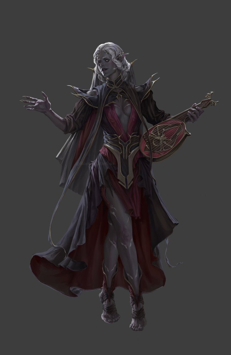 Meléndith Yuantarr, my drow trickery cleric and whisper bard for a Menzoberranzan campaign. #dnd5e
