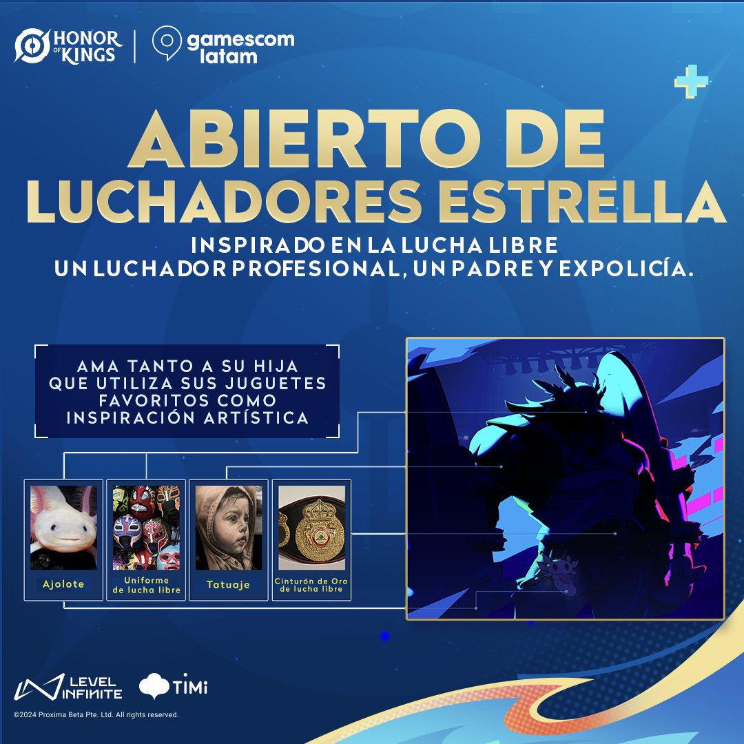 ¡HOY ES UN DÍA IMPORTANTE PARA HONOR OF KINGS!

Revelamos un nuevo personaje inspirado en la Lucha Libre mexicana en <a href="/gamescomlatam/">gamescomlatam</a> 2024.

Descarga ahora: bit.ly/hoklatsm

#JuegaHonorOfKings #Gamescomlatam