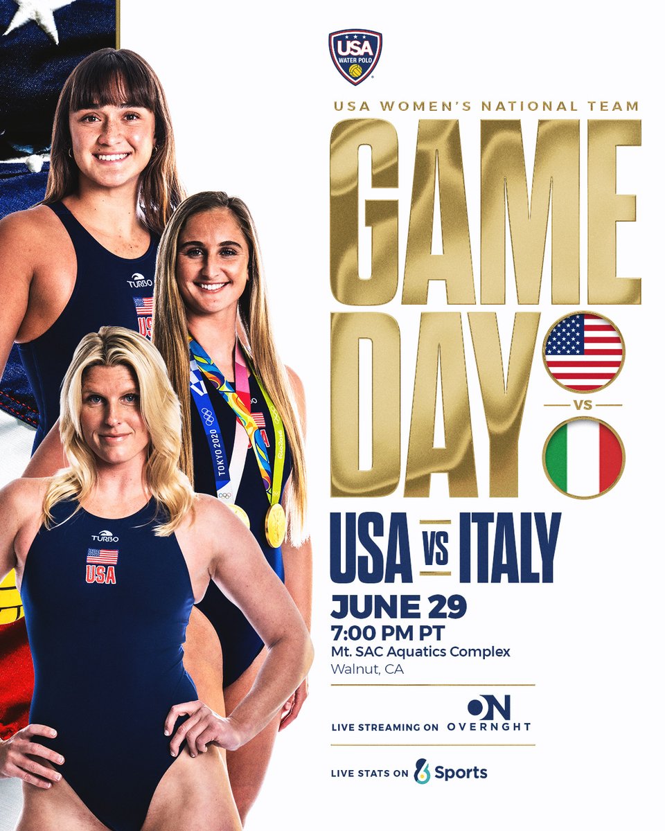It’s GAMEDAY at <a href="/MtSAC/">Mt. SAC</a>!

Tonight the Team USA Women close out their series with Italy. Plus a halftime performance from USA Artistic Swimming. 

<a href="/TeamUSA/">Team USA</a> Women 🇺🇸 vs Italy 🇮🇹
📍Walnut, CA (Mt. San Antonio College)
⏰10pm et/7pm pt
📺Overnght.com