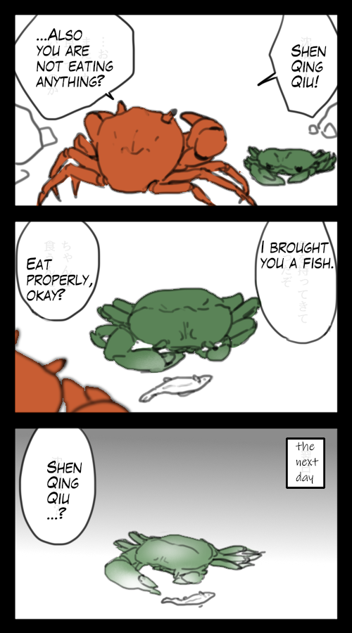 sanadamusio's tweet photo. Sawagani Reincarnation AU BingJiu🦀
Sawagani is a freshwater crab.🦀
They were reincarnated as crabs.
Please read the lines from the speech bubbles on the right.
I have decided I must draw crabs this week.😂😂 https://t.co/bii16kBQje