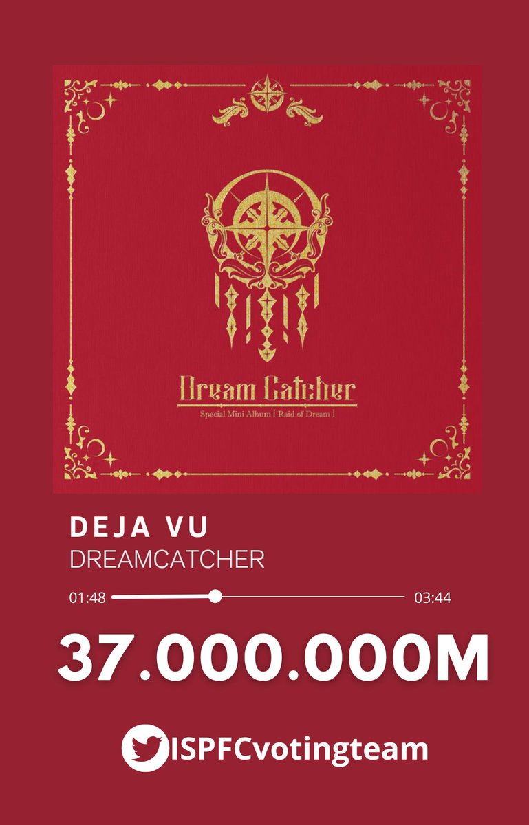 ISPFCvotingteam's tweet image. &quot;𝐃𝐄𝐉𝐀 𝐕𝐔&quot; ha superado las 37.000.000 de  reproducciones en  Spotify!!! 🔥🔥🔥
#Dreamcatcher #드림캐쳐 @hf_dreamcatcher
#DejaVu #Special_Mini_Album #Raid_of_Dream
