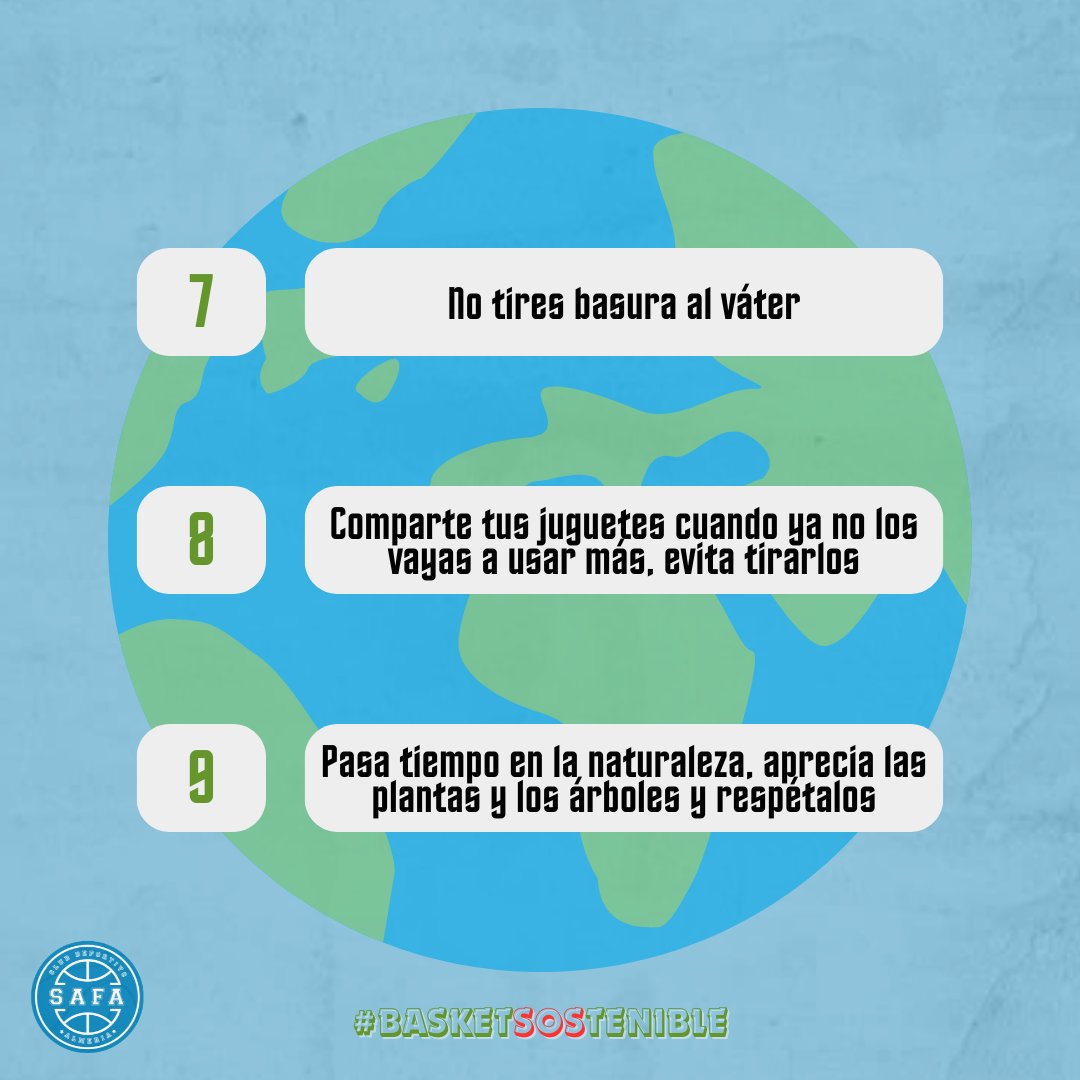 🌍 Proteger nuestro planeta es responsabilidad de TODOS.

💪🏽 Nuestros pequeños jugadores y jugadoras siguen estos 9 consejos para cuidar el medio ambiente, ahora te toca a ti. 

#BasketSOStenible
#BecasVerdes
#Urbaser
#Valorcesto
#BaloncestoAndalucia
<a href="/FAB_Andaluza/">Federación Andaluza de Baloncesto</a>