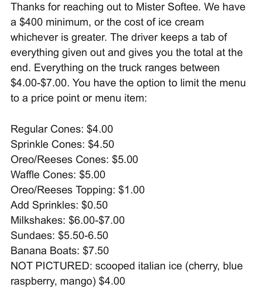 LenValyrian's tweet image. They responded! Basically the avg cost for a cone is $4-5!!! If you would like to contribute to making sure the kids can experience Mr. Softee in their childhood, you can donate here #summer 

cash.app/$DCsTeacher