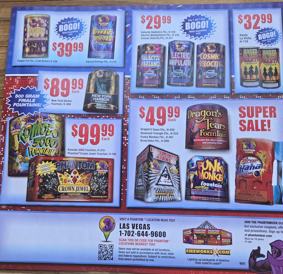 Here is a list of all that can bought at our #phantomfireworks booth. If you want something and we don't have it...We can get it ordered!