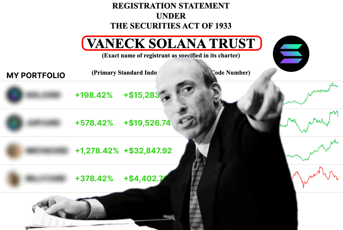 VanEck &amp; 21Shares just filed a form for $SOL ETF.

Once it's approved, the biggest SOL altseason will start.

So I scanned 350 SOL coins and bet on 9 ones with 50-100x upside.

They could be the next $WIF and $BONK 👇🧵