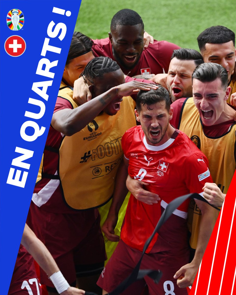 🇨🇭 La Nati sort le tenant du titre! 👏
#EURO2024 | #SUIITA | <a href="/nati_sfv_asf/">🇨🇭 Nati</a>