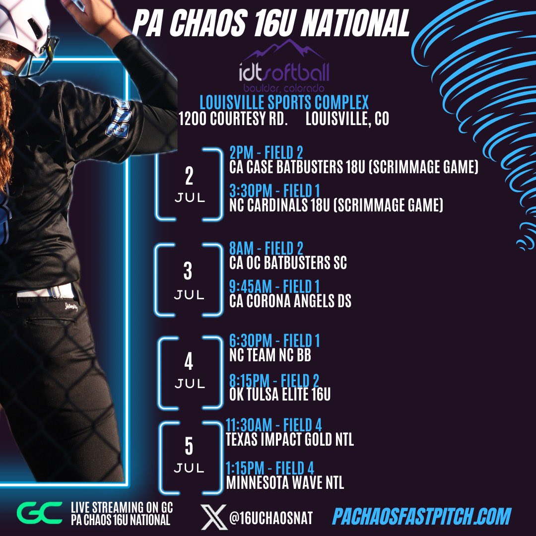 Pa Chaos is headed to CO. Come check out our talented roster of 2025 and 2026 players. 🌪️💪