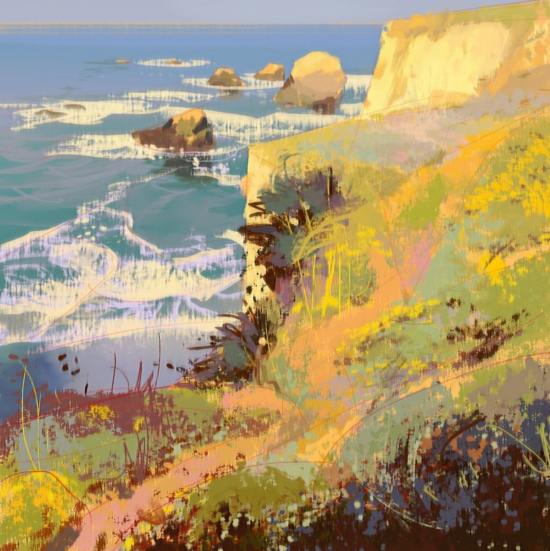 Had fun with this painting of the central California coast.