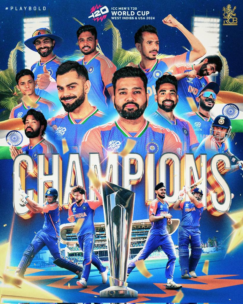 INDIA - 2024 T20 World Cup champions 

#T20WorldCup #ViratKohli #T20WorldCupFinal #RohitSharma𓃵